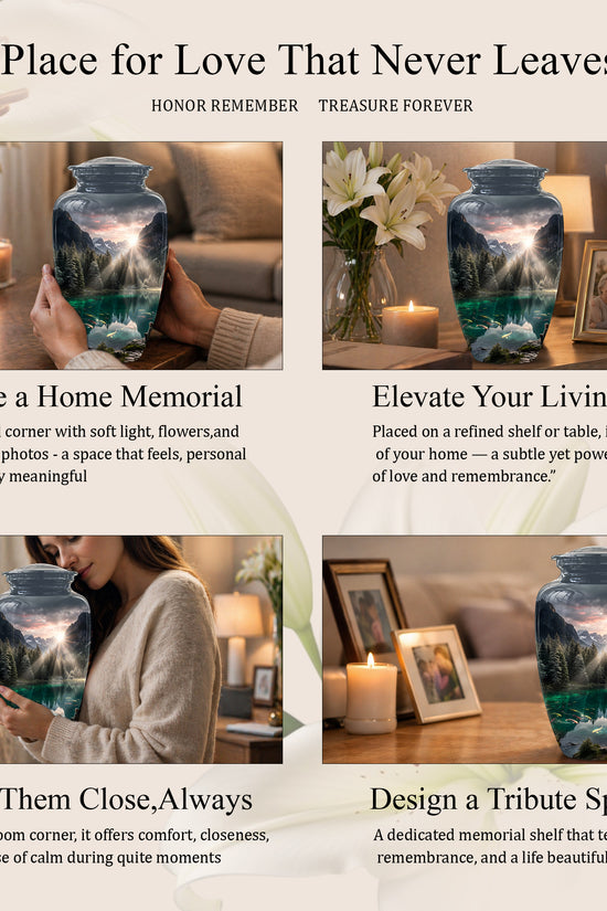 Mountain Lake Cremation Urn - Elegant Nature Urns For Human Ashes