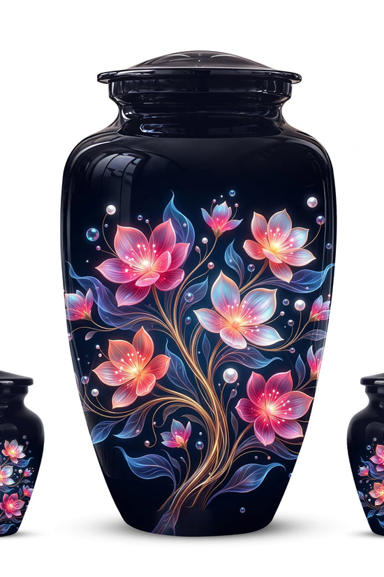 Hand-Painted Lotus Flower Cremation Urn - Decorative Urns On Sale