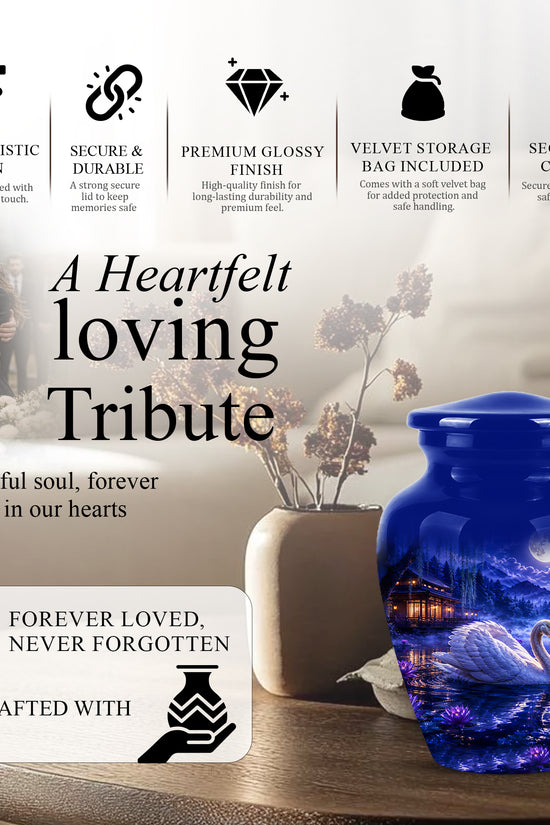 White Swan Memorial Urn - Personalized Funeral Urns On Sale For Ashes