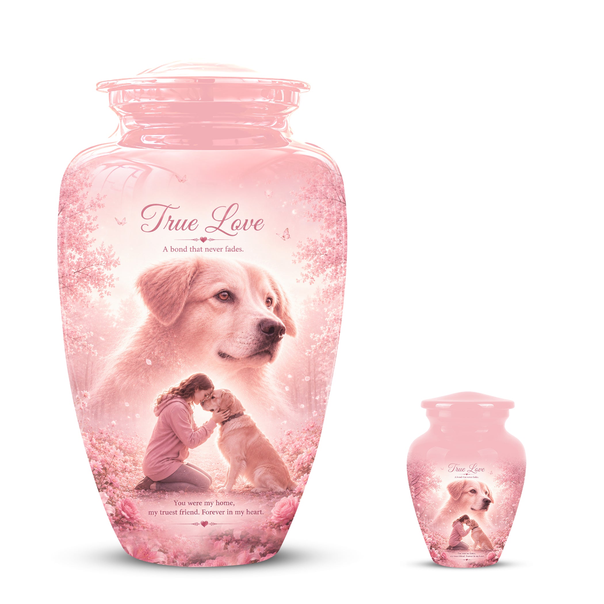 Pink Pet Dog Memorial Urn – Dog Burial Urn for Pets Ashes