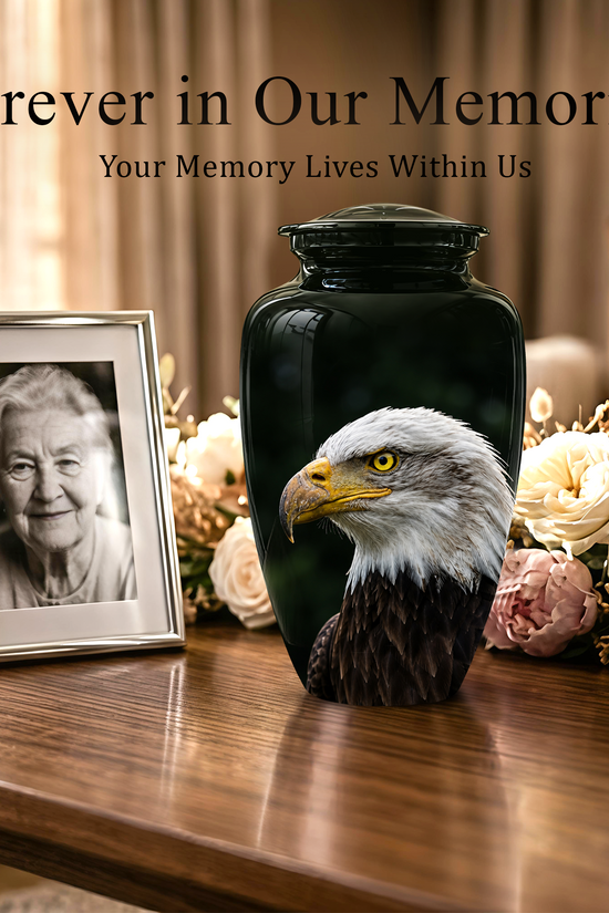 Patriotic Eagle Cremation Urn - Black Memorial Father Urns For Ashes