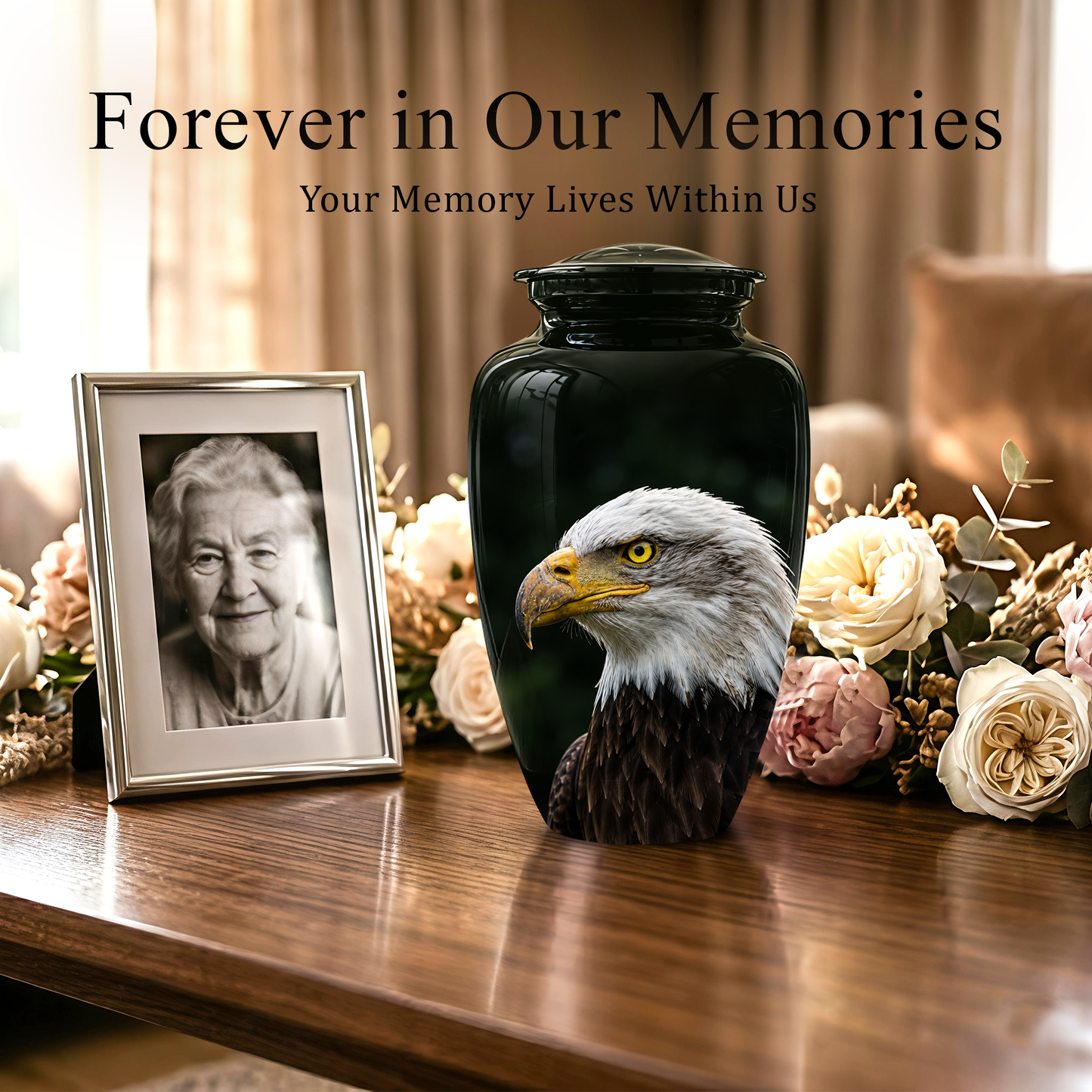Patriotic Eagle Cremation Urn - Black Memorial Father Urns For Ashes