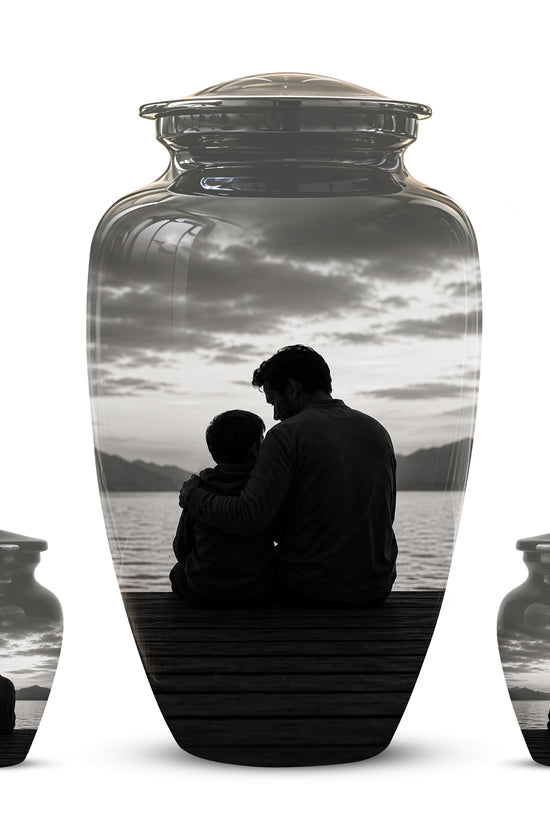 Handcrafted Father Memorial Urn - Black Personalized Urn For Dad Ashes