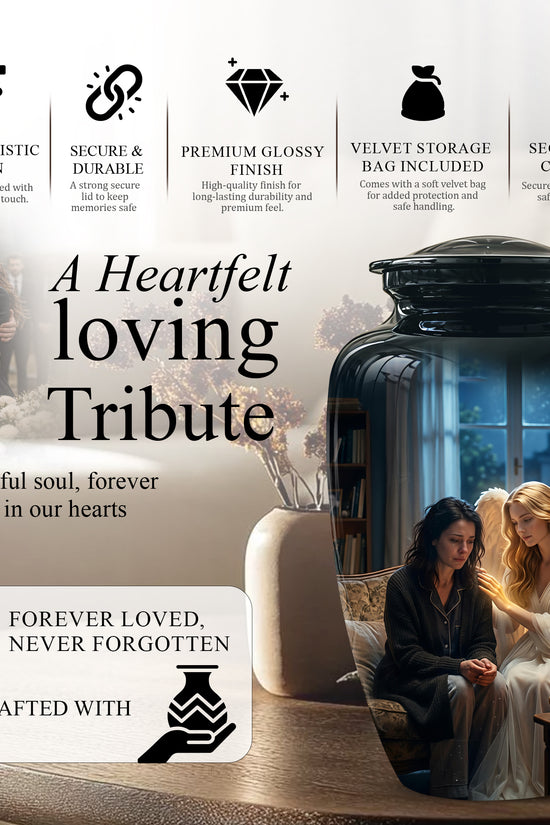 Black Angel Burial Urns - Personalized Memorial Urns For Mother Ashes