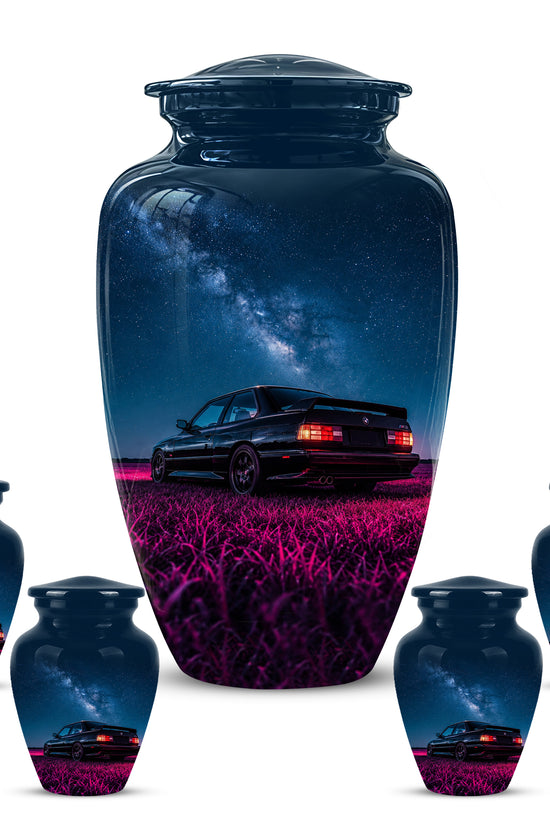Neon Sports Car Memorial Urn - Custom Galaxy Night Urns For Car Lovers