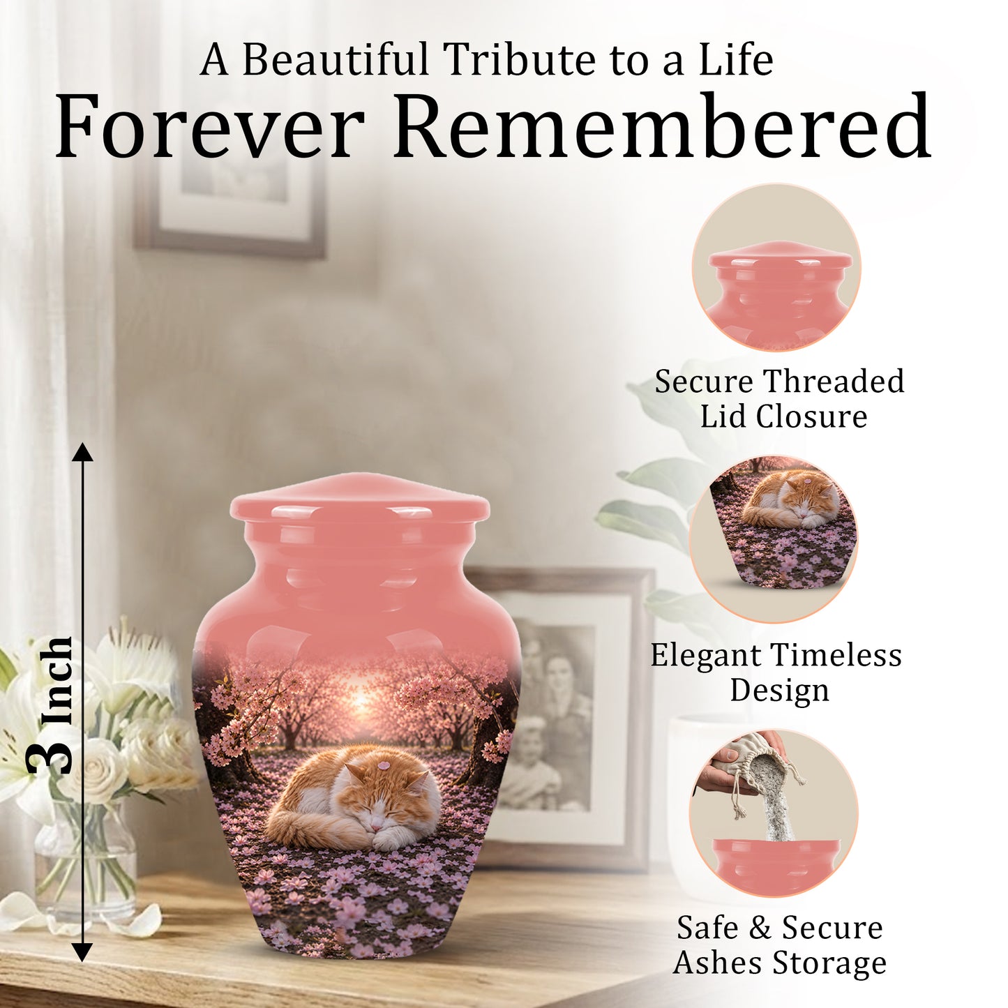 Orange Sleeping Cat - A Peaceful Resting Tribute Urns For Pet Ashes