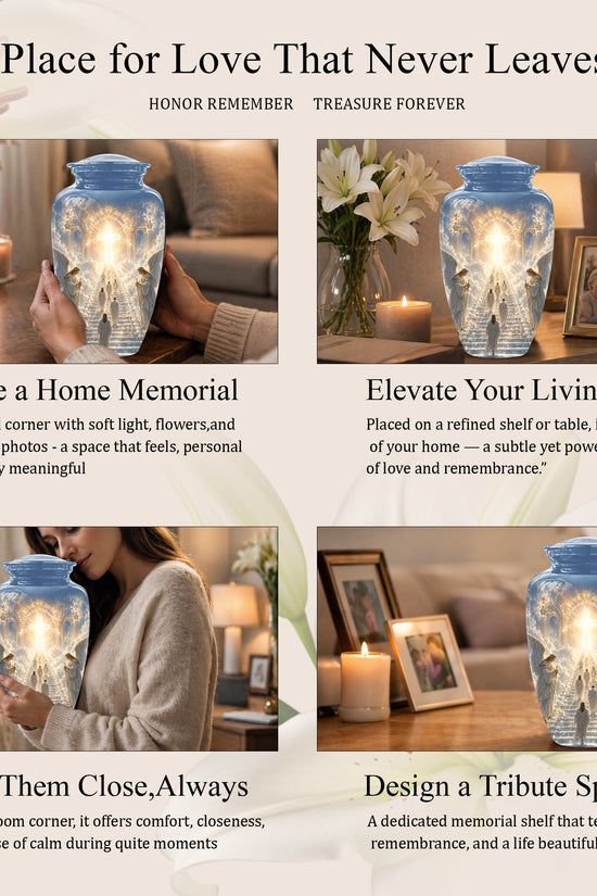 Heaven’s Gate Cross Cremation Urn – Angel Memorial Urn For Human Ashes