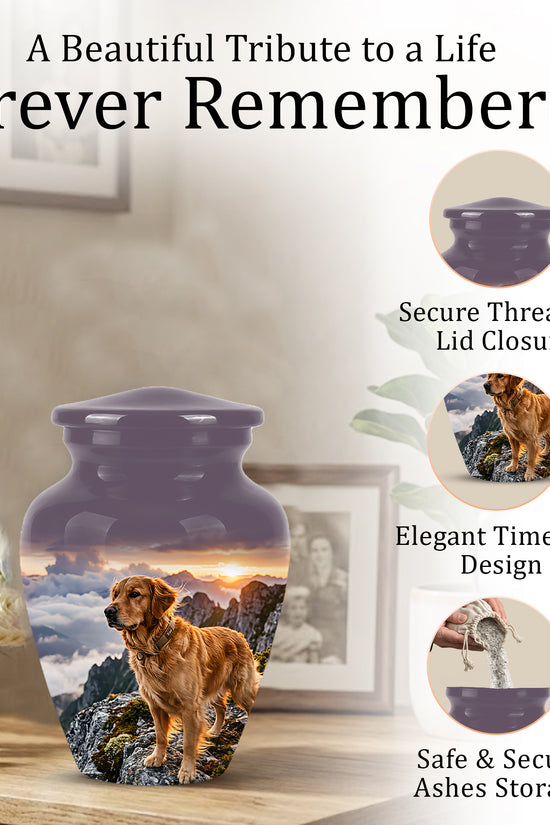 Golden Retriever Themed Urn - Handcrafted Custom Urn For Pet Dog Ashes