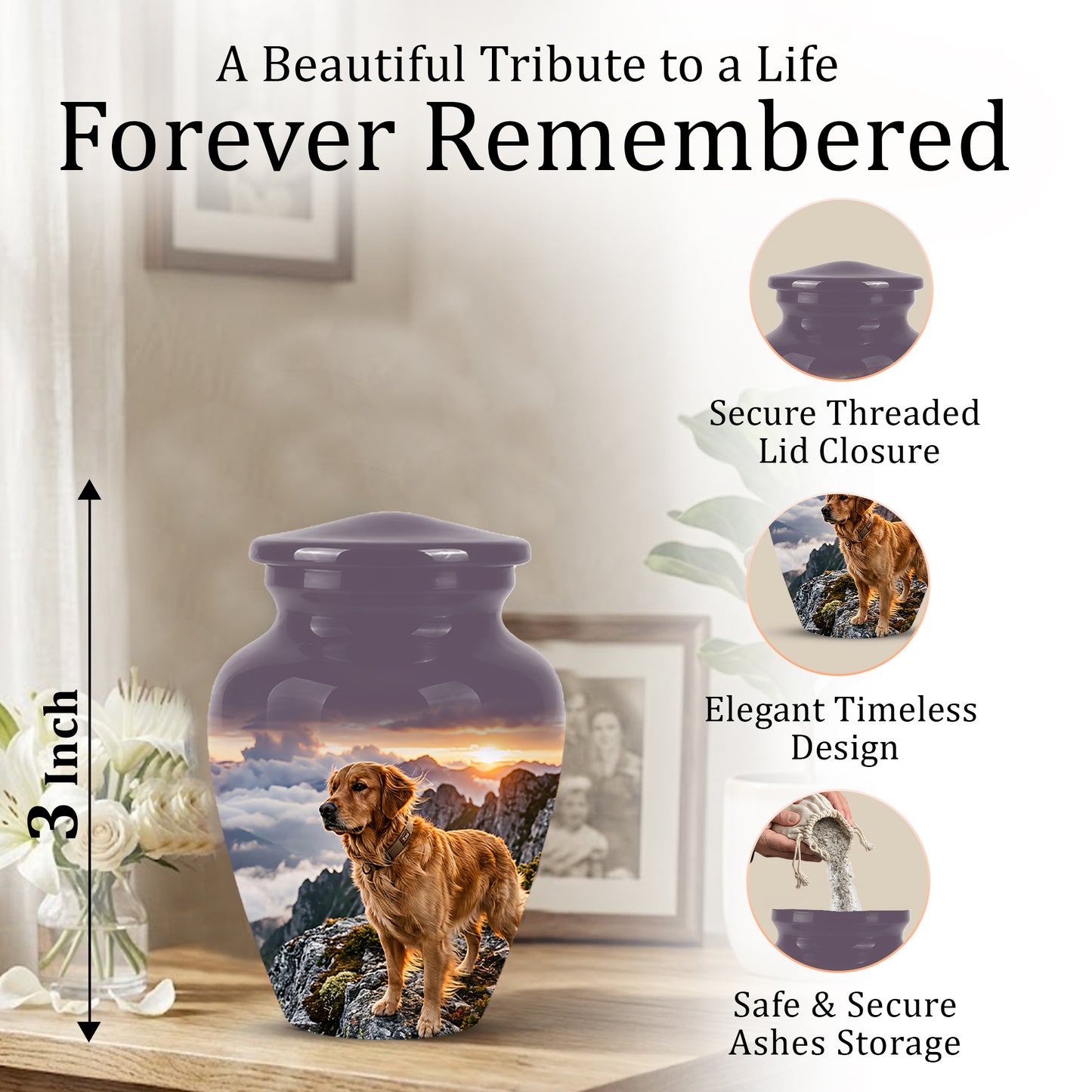 Golden Retriever Themed Urn - Handcrafted Custom Urn For Pet Dog Ashes