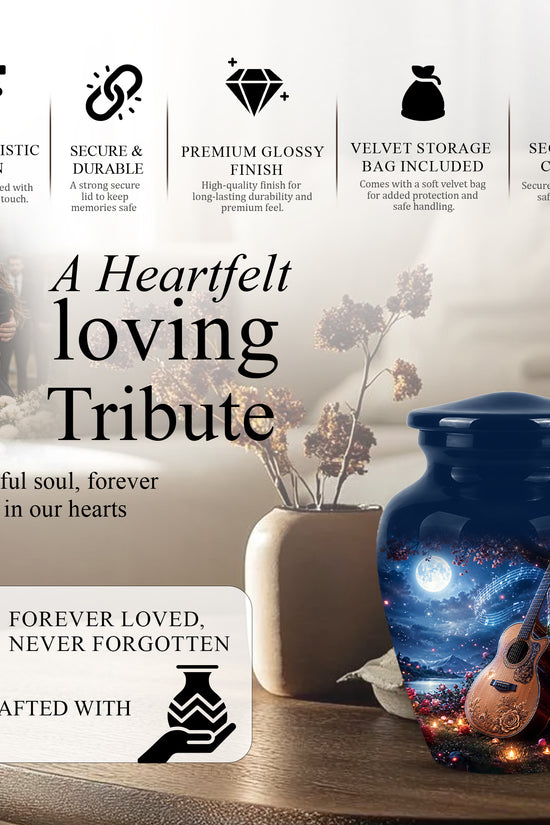 Artistic Guitar Memorial Urn - Beautifully Handcrafted Urns For Humans