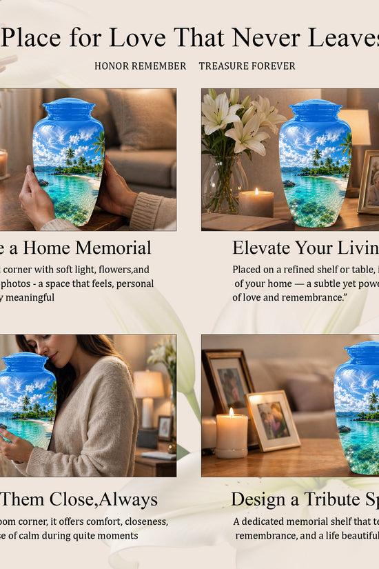 Beach Themed Burial Urn - Personalized Cremation Urns For Human Ashes