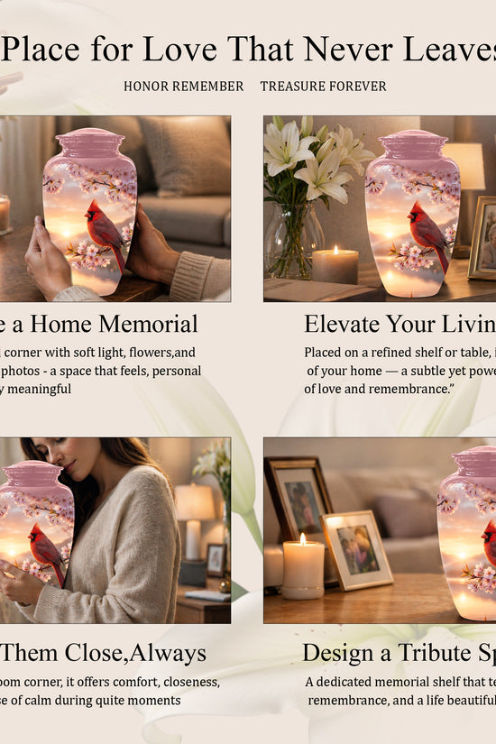 Cardinal Bird Themed Urn - Beautiful Memorial Urns For Spiritual Ashes