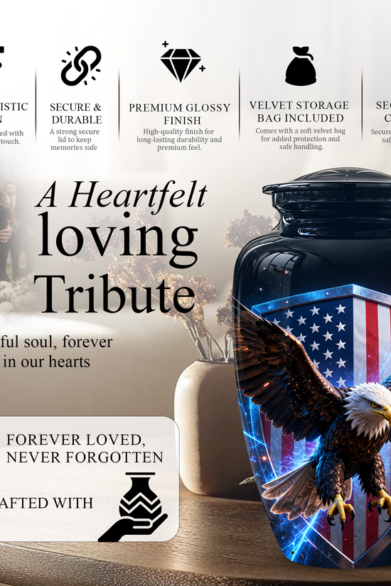 American Bald Eagle Memorial Urn - Personalized Funeral Urns For Ashes