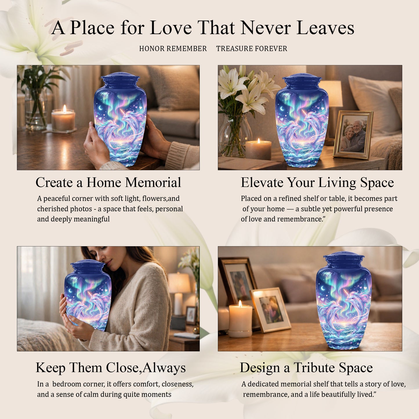Baby Dolphin Cremation Urn - Personalized Artistic Urns For Human Ashes