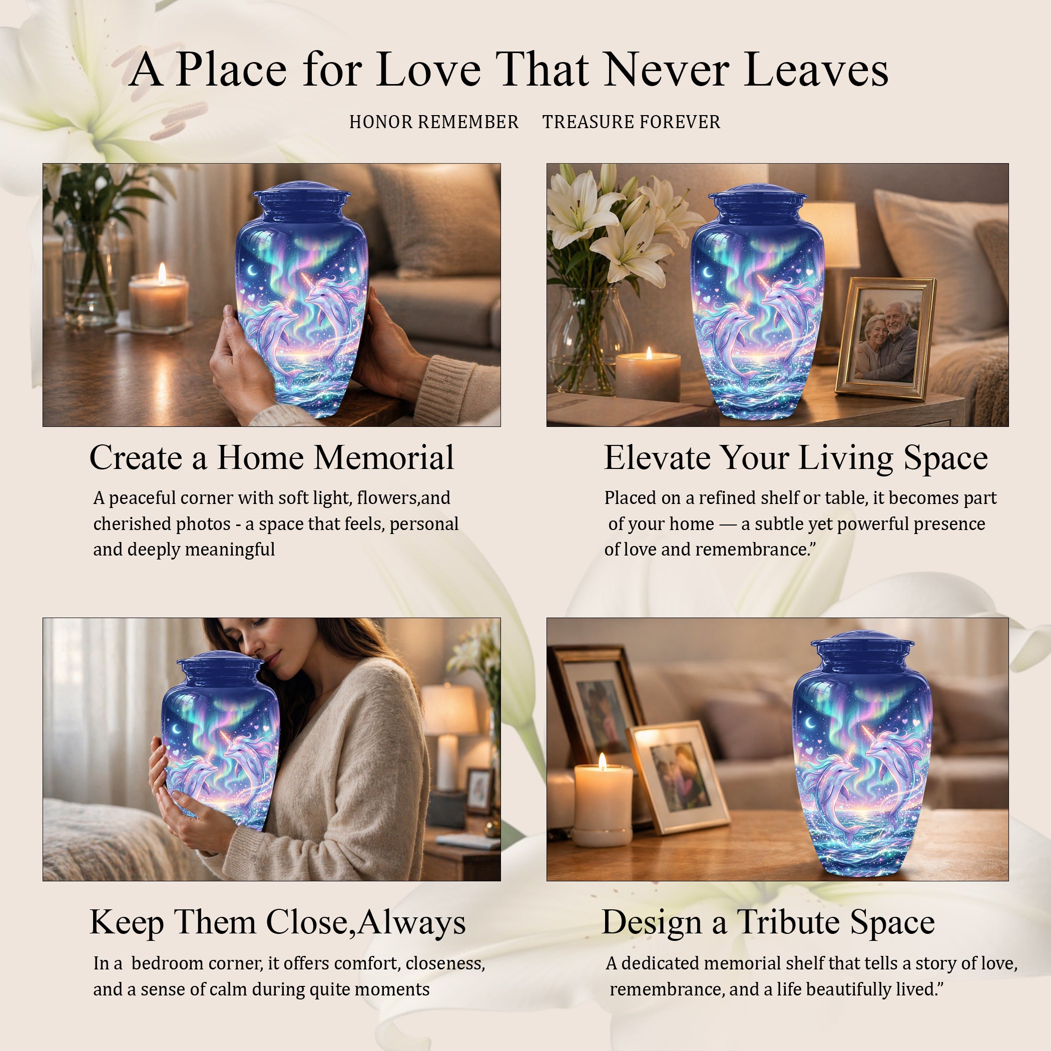 Baby Dolphin Cremation Urn - Personalized Artistic Urns For Human Ashes