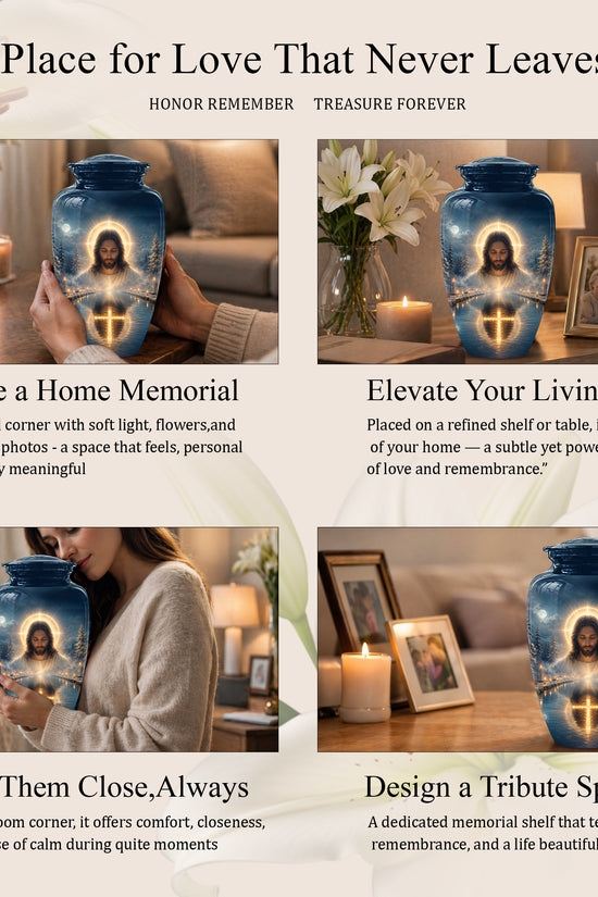 Divine Jesus Cremation Urn for Ashes – Christian Cross Memorial Urn