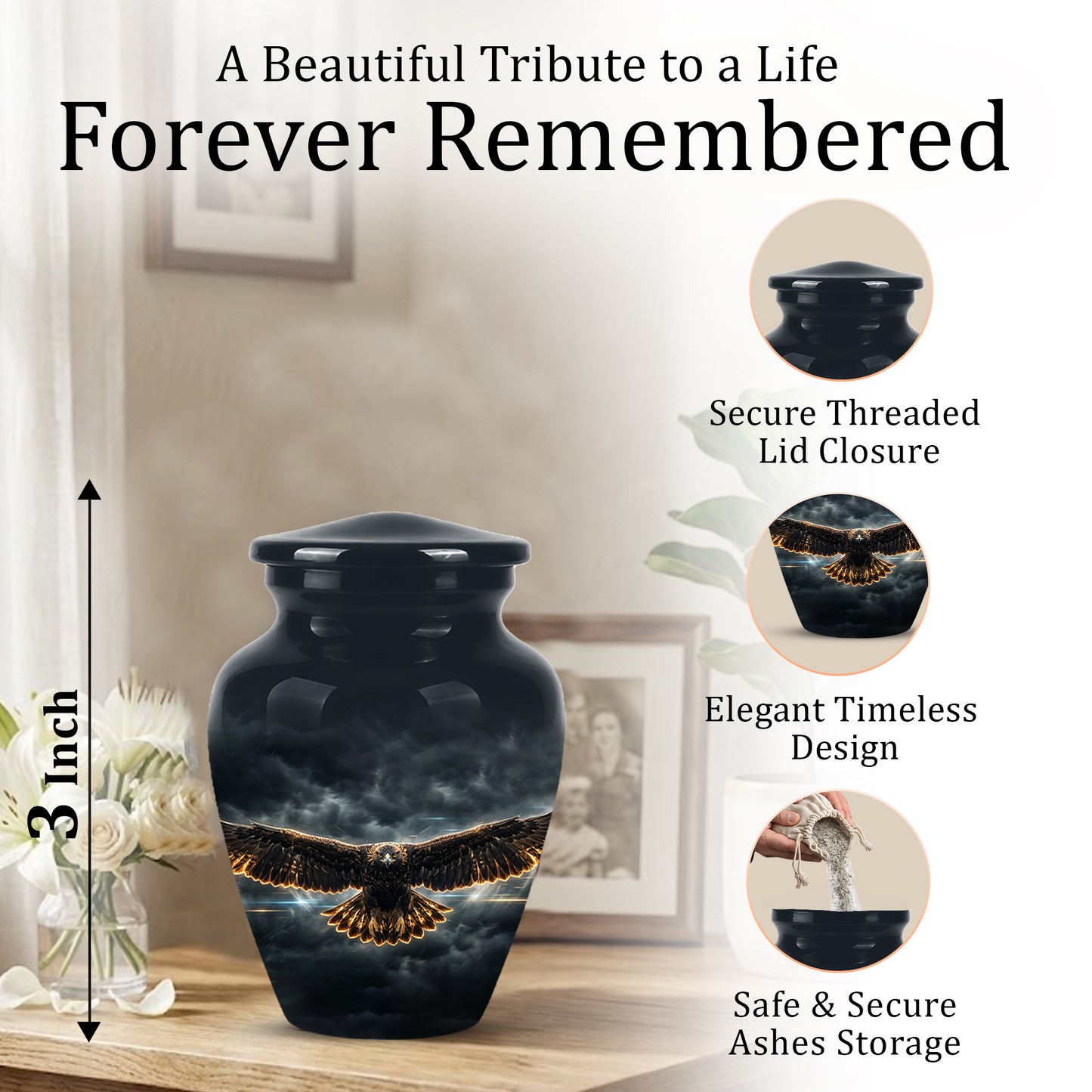 Flying Eagle Memorial Urn - Handcrafted Custom Urns For Human Ashes