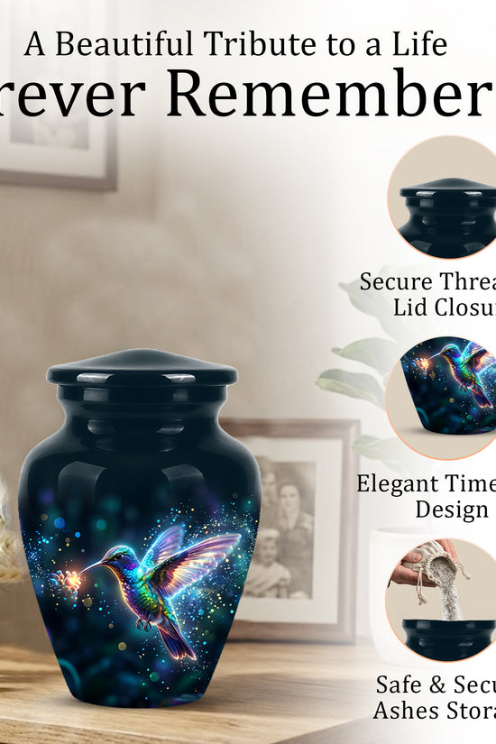 Celestial Colorful Hummingbird Cremation Urn - Majestic Funeral Urns