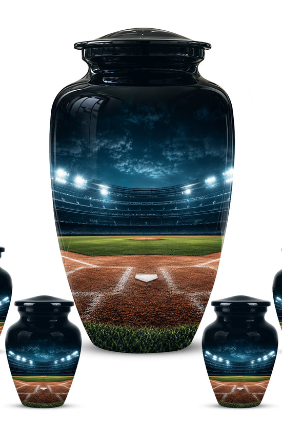 Personalized Baseball Ground Cremation Urn - Aluminium Memorial Urns