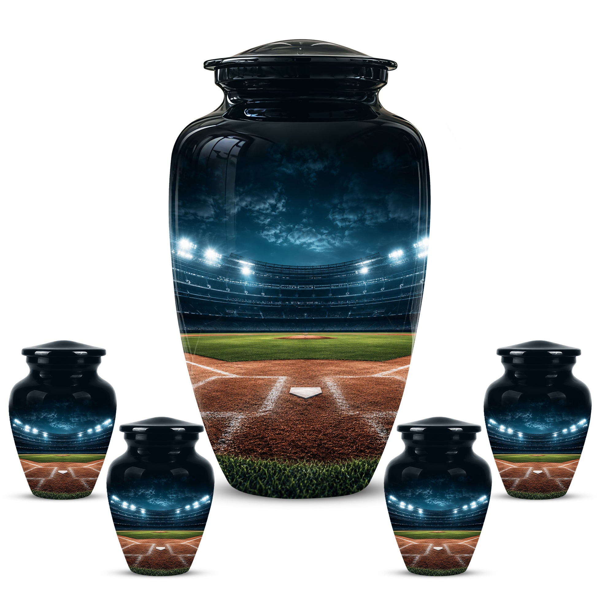 Personalized Baseball Ground Cremation Urn - Aluminium Memorial Urns