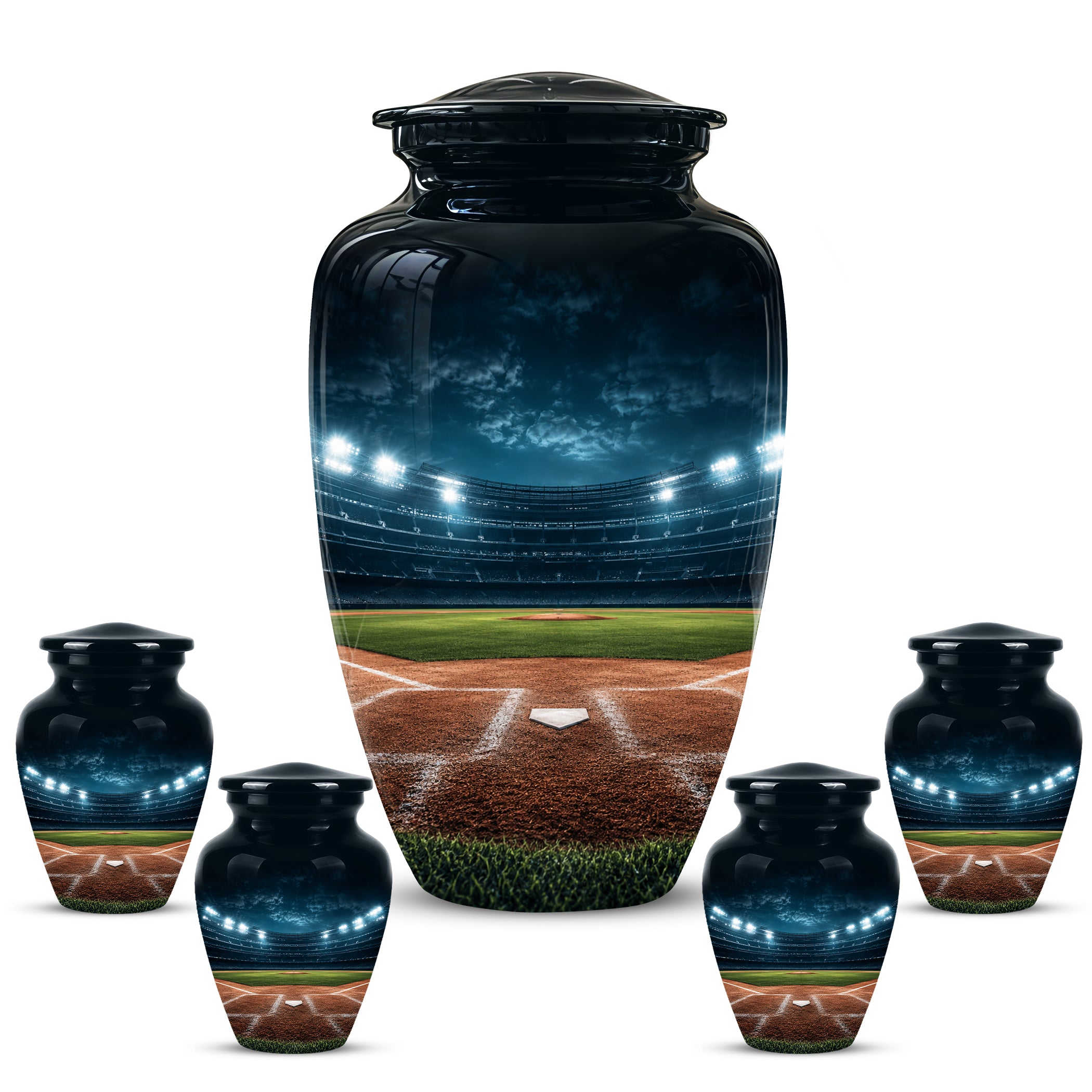 Personalized Baseball Ground Cremation Urn - Aluminium Memorial Urns
