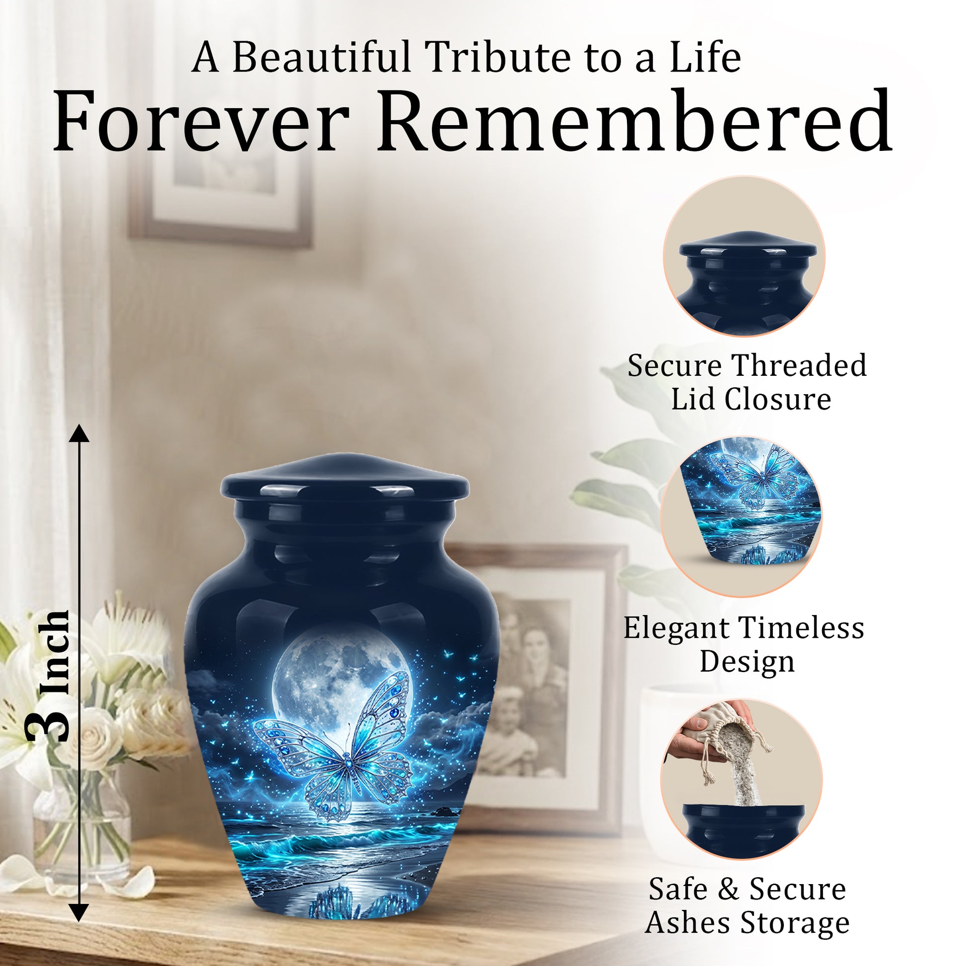 Beautiful Butterfly Burial Urn - Custom Memorial Urns For Women Ashes