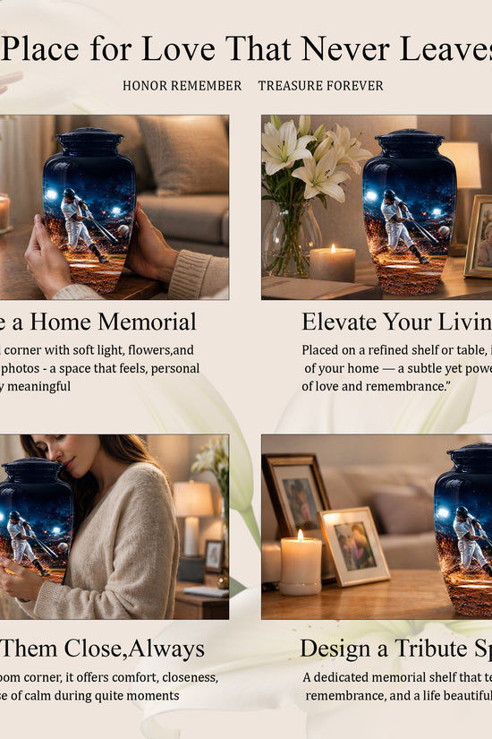 Elegant Baseball Funeral Urn - Decorative Burial Urns For Human Ashes
