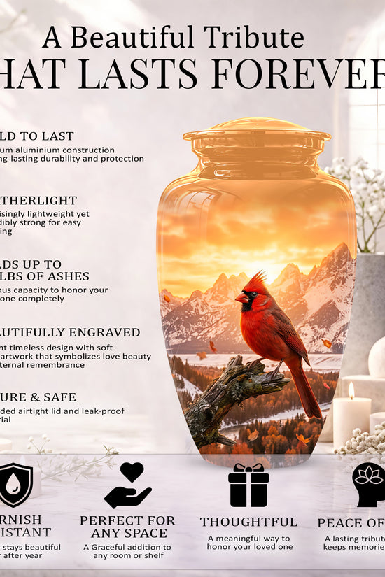 Red Cardinal Bird Burial Urn - Personalized Handcrafted Urns For Ashes