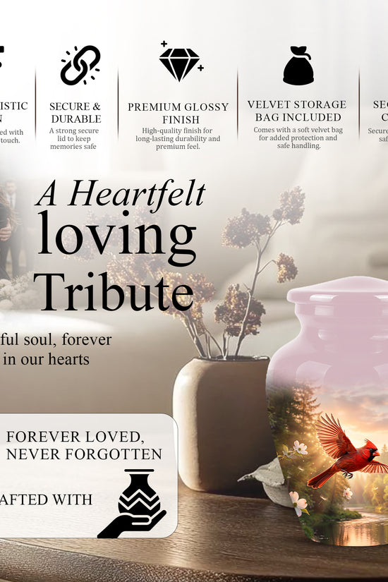Red Flying Cardinal Bird - Personalized Memorial Urn For Human Ashes