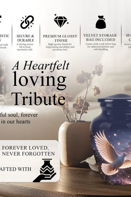 Flying White Dove Cremation Urn - Classic Memorial Urns For Adult Ashes