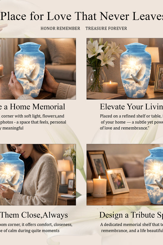 White Dove Bird Themed Urn - Custom Handcrafted Memorial Urns For Ashes
