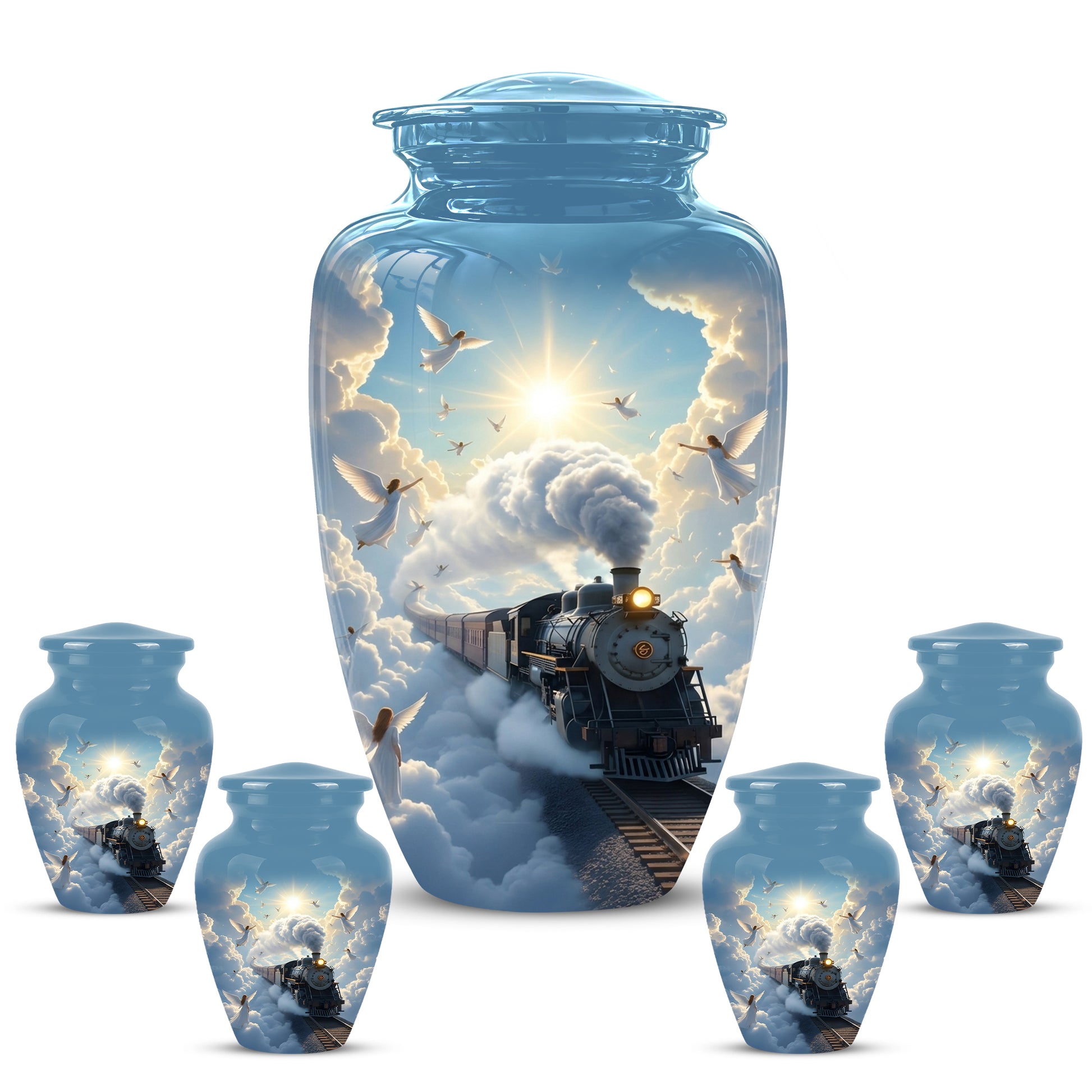 Heavenly Train Cremation Urn – Angel Clouds Memorial Urns For Ashes