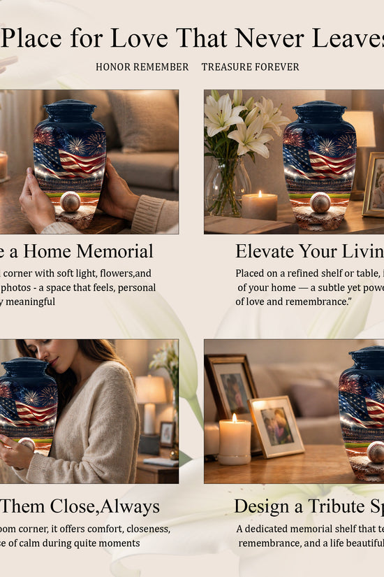 Patriotic Baseball Cremation Urn - Personalized Memorial Urns For Athletes