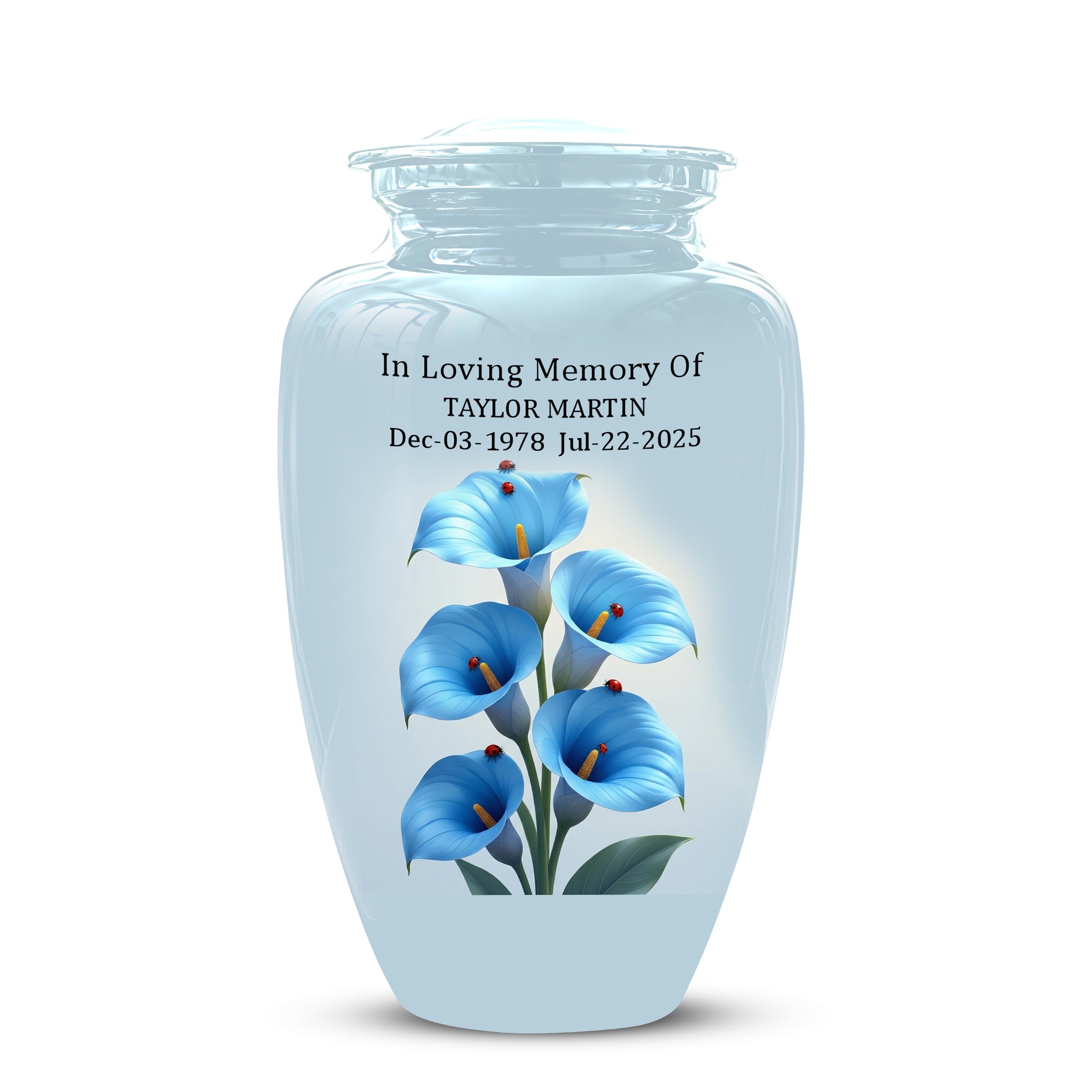 Personalized Blue Orchid Cremation Urn - Beautiful Urns For Women Ashes