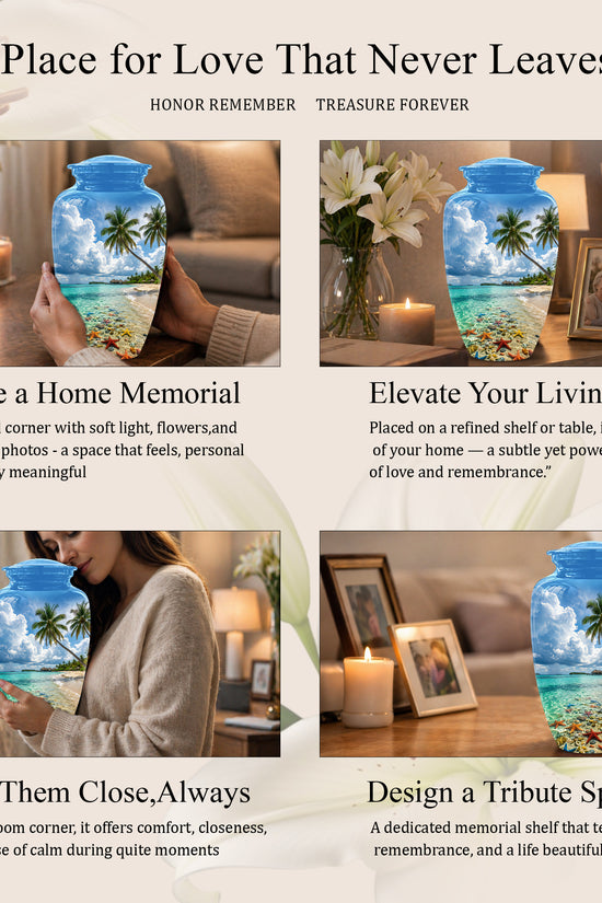 Beach Themed Burial Urn - Blue Sky Memorial Urns For Human Ashes