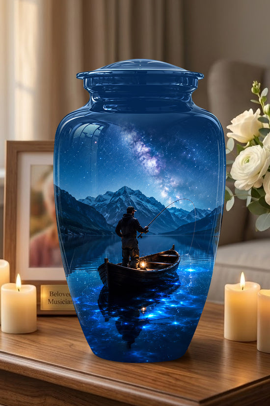 Fisherman Memorial Urn - Night Fishing Urns For Men & Women Ashes