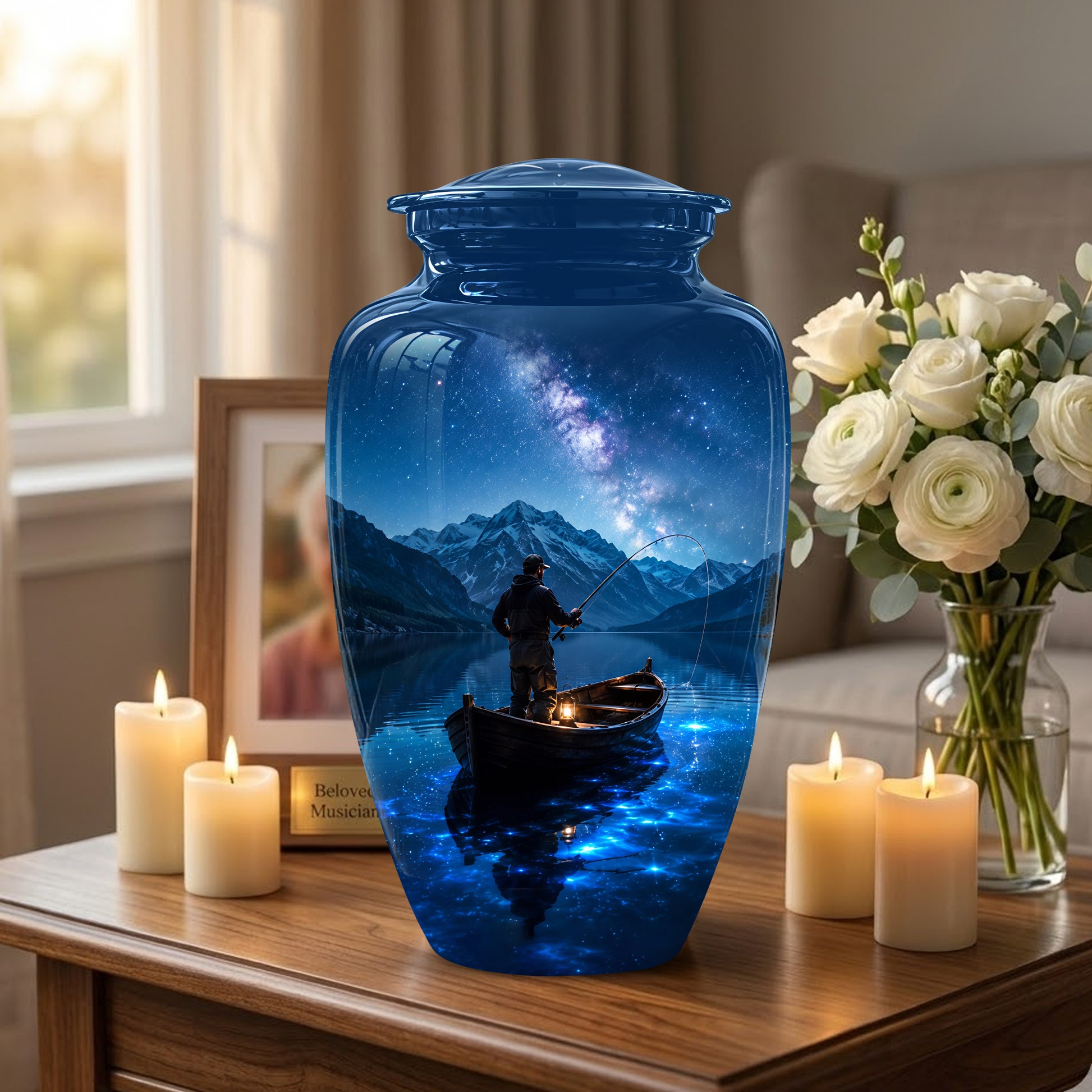 Fisherman Memorial Urn - Night Fishing Urns For Men & Women Ashes