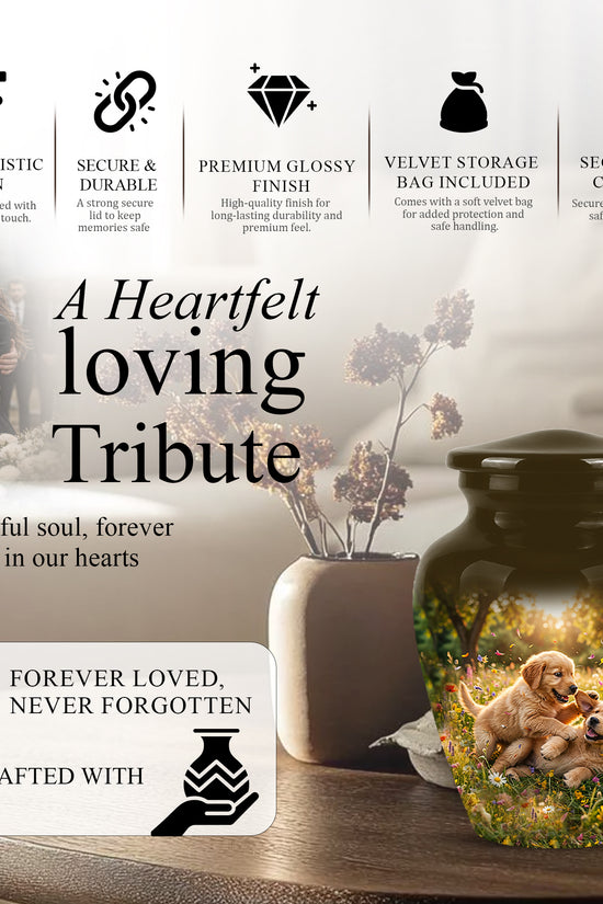 Cute Playing Puppies Memorial Urn - Custom Urns For Dog Friends Ashes