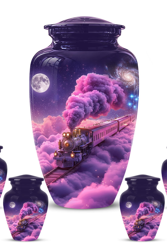 Fantasy Train Cremation Urn – Purple Cloud Memorial Urns For Human Ashes