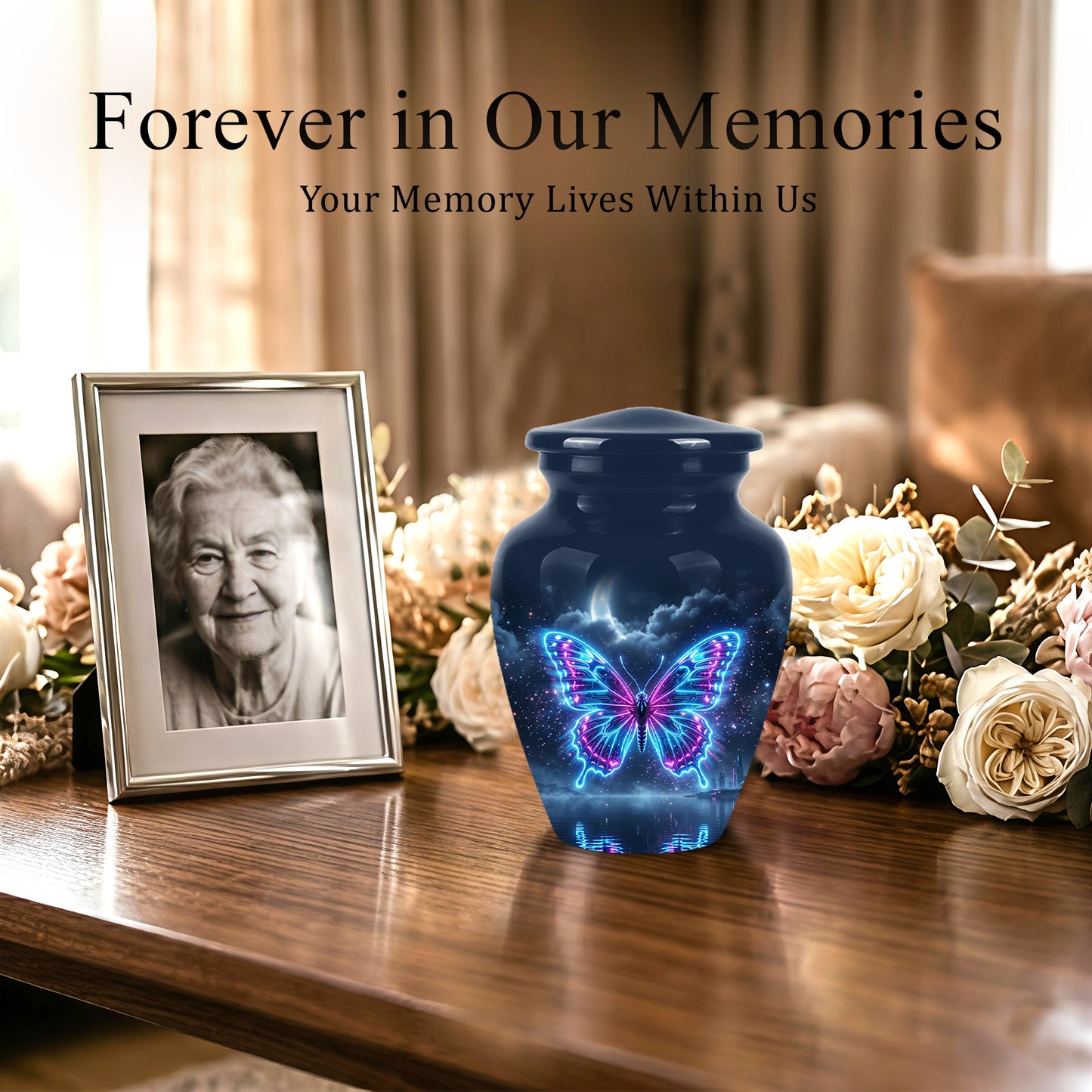 Colorful Flying Butterfly Urn - Moonlight Memorial Urns For Mom Ashes