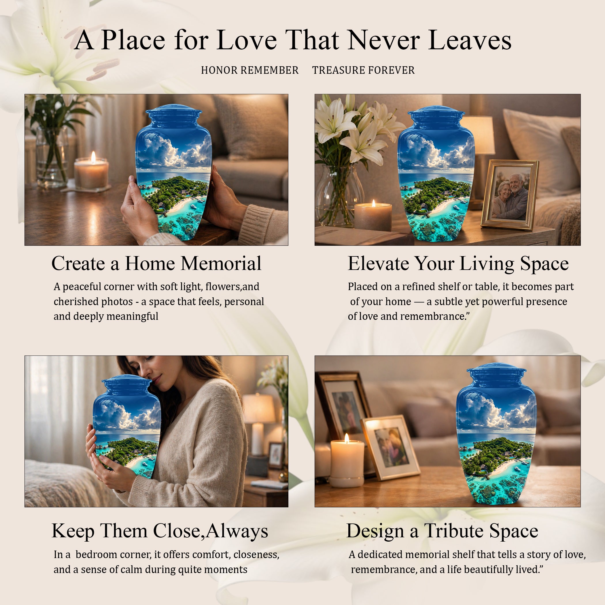 Beach Urns For Human Ashes - Custom Eternal Peaceful Tribute Urns
