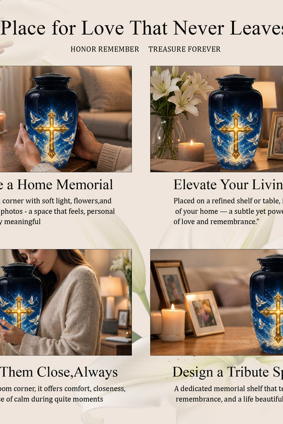 Golden Cross Cremation Urn – Celestial Urns For Men & Women Ashes