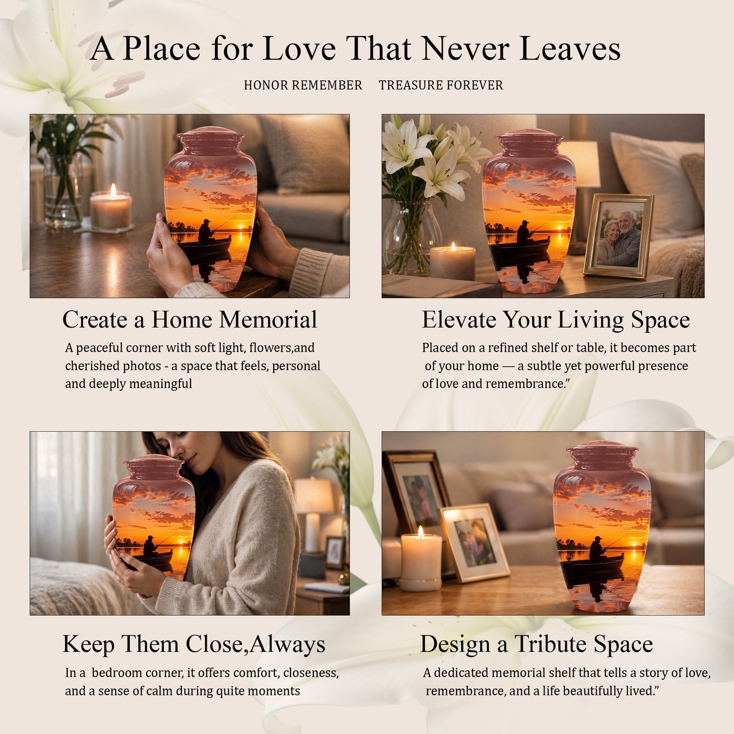 Fishing Sunset Cremation Urn - Beautiful Custom Urns For Dad On Sale