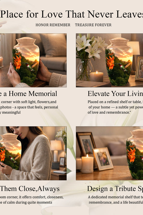 Hummingbird Memorial Urn - Custom Sunset Scenic Urns For Human Ashes