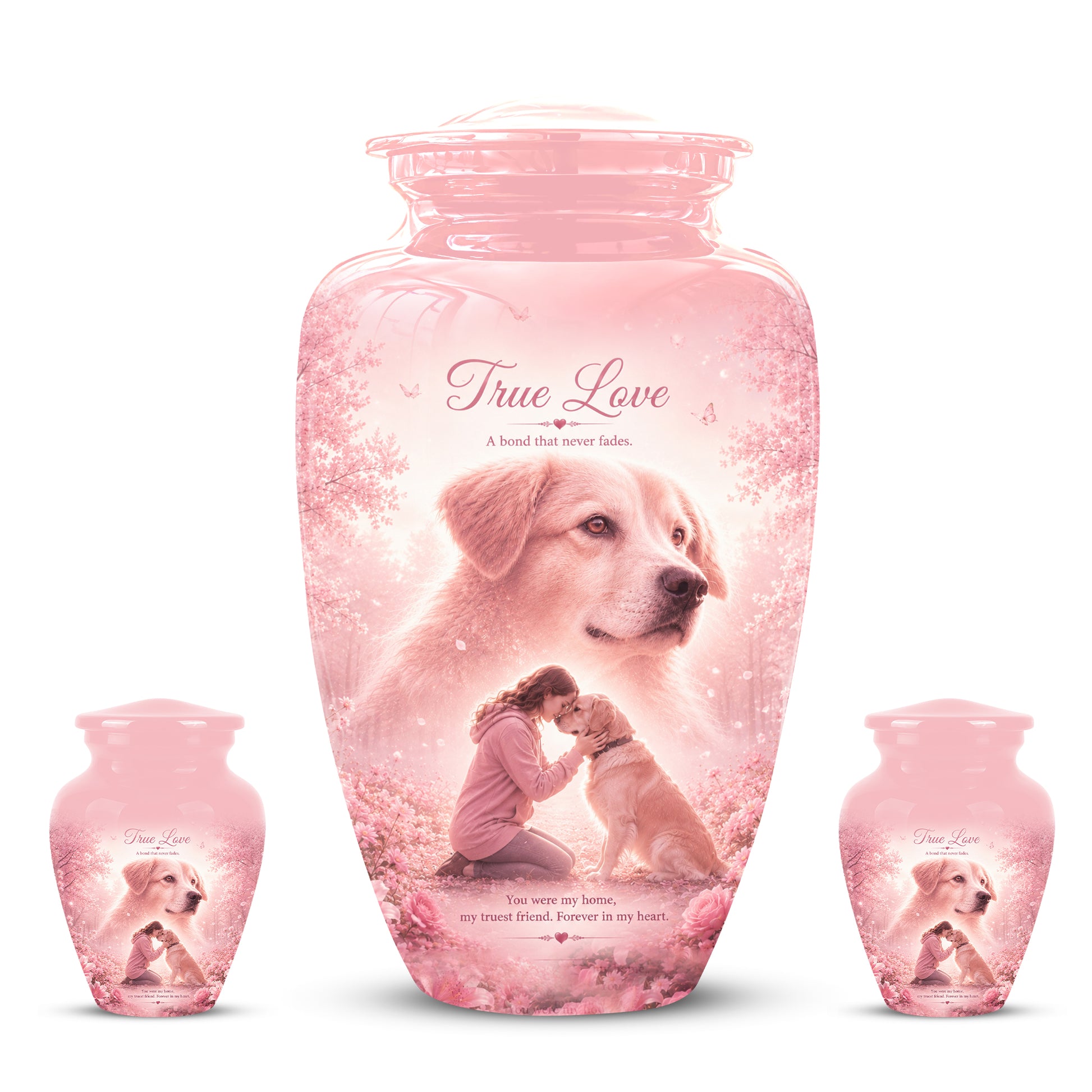 Pink Pet Dog Memorial Urn – Dog Burial Urn for Pets Ashes