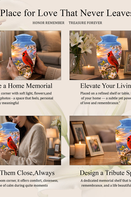 Red Cardinal Bird Cremation Urns - Beautiful Memorial Urns For Ashes
