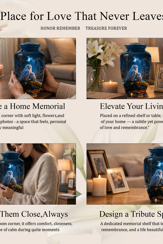 Owl With Owlet Themed Urn - Custom Cremation Urns For Human Ashes
