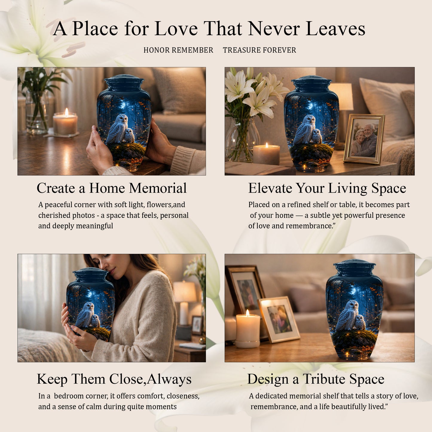 Owl With Owlet Themed Urn - Custom Cremation Urns For Human Ashes
