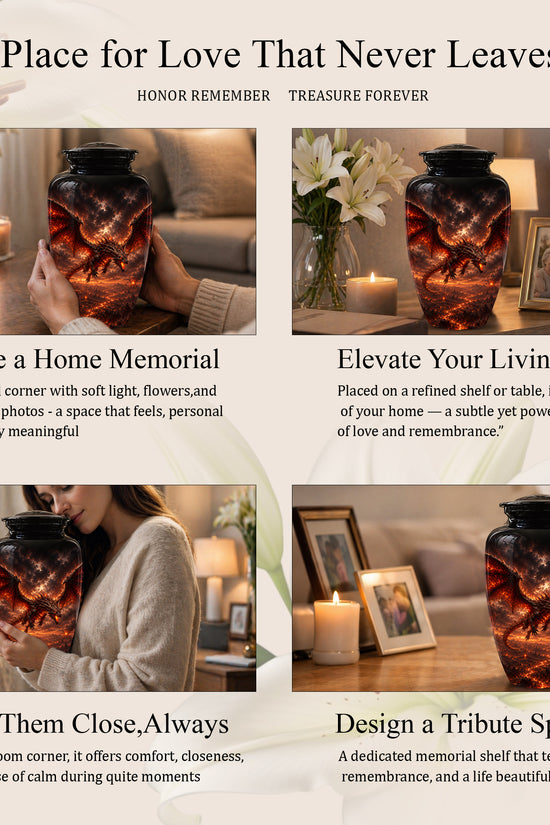 Dragon Fire Cremation Urn - Artistic Mythical Burial Urns For Human Ashes