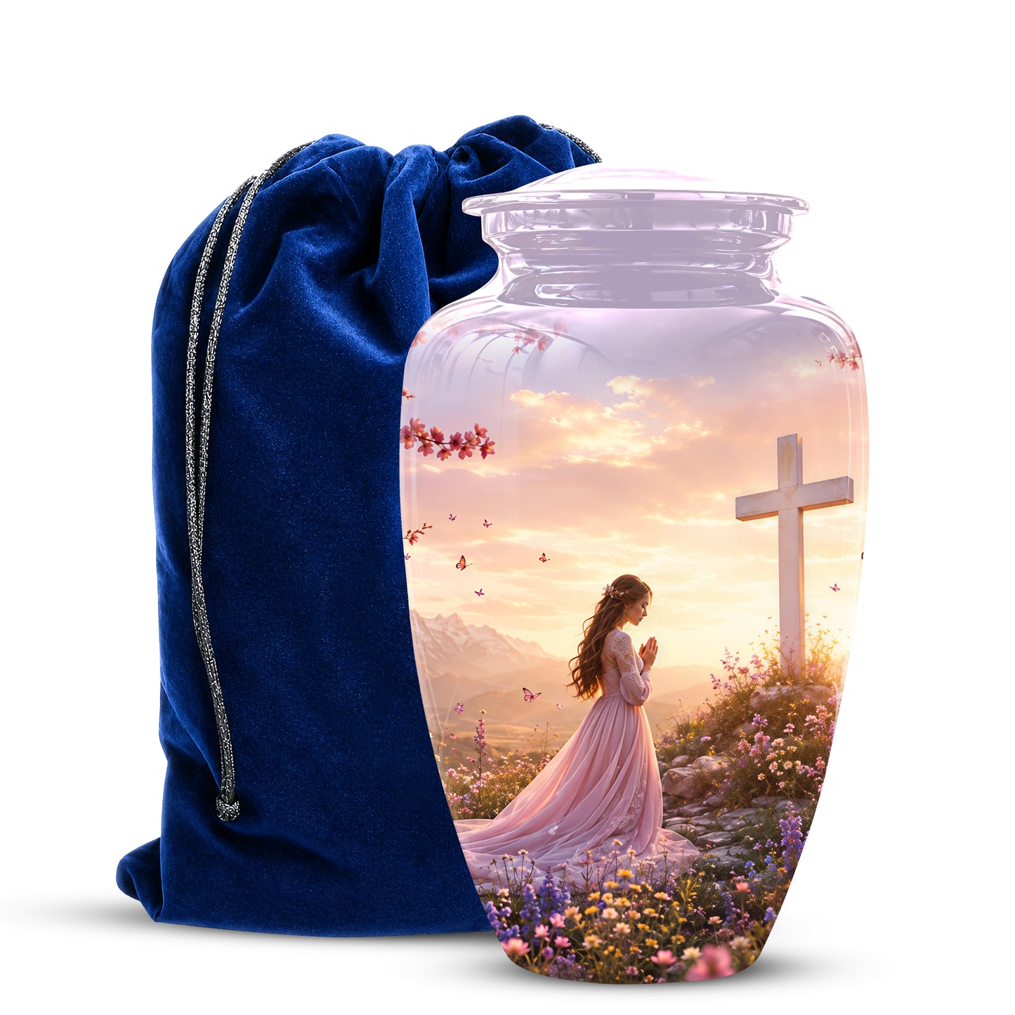 Peaceful Cross Cremation – Personalized Sunset Tribute Urns for Ashes